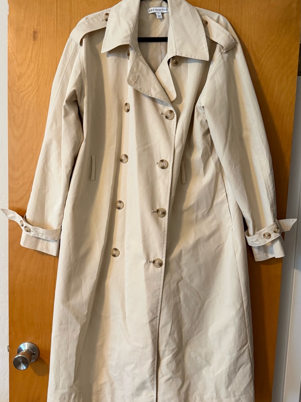 Light Cream Double-Breasted Trench Coat by And Now This